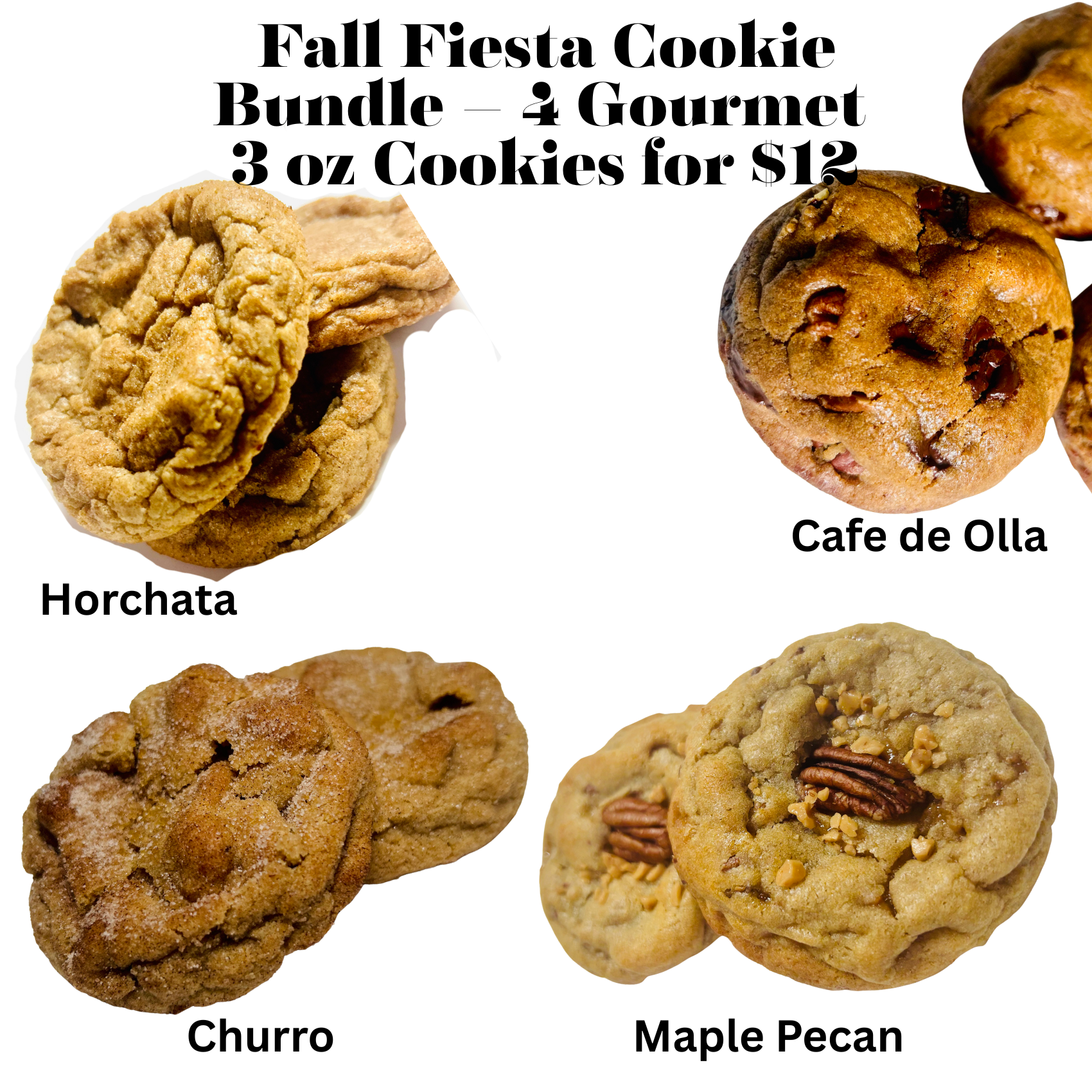🍪 Fall Fiesta Cookie Bundle – 4 Gourmet Cookies for $12